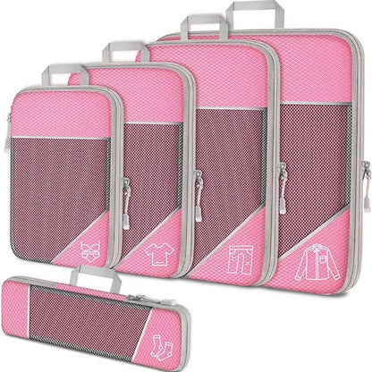 Maximize Your Packing Efficiency with Our 5-Piece Compression Travel Organizer Bag Set