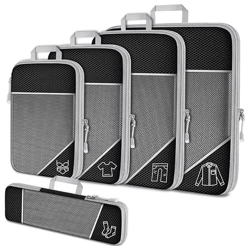Maximize Your Packing Efficiency with Our 5-Piece Compression Travel Organizer Bag Set