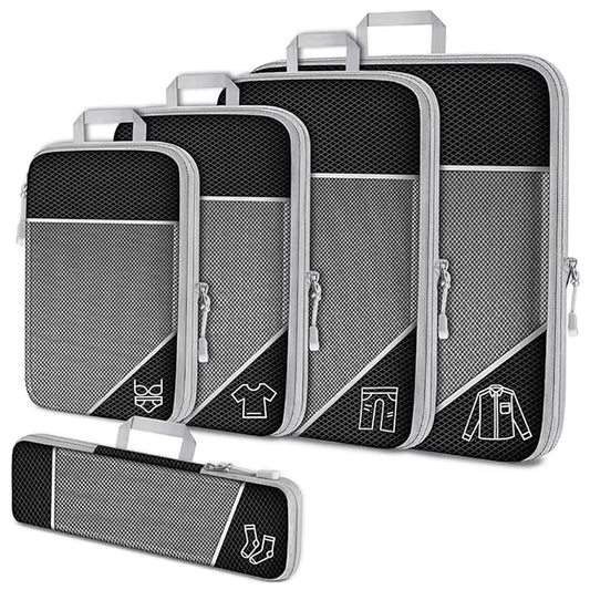 Maximize Your Packing Efficiency with Our 5-Piece Compression Travel Organizer Bag Set